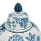 Blue and White Porcelain Lidded Jar with Floral Motifs