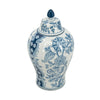 Blue and White Porcelain Lidded Jar with Floral Motifs