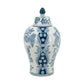 Blue and White Porcelain Lidded Jar with Floral Motifs