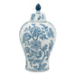 Blue and White Porcelain Lidded Jar with Floral Motifs