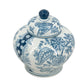 Porcelain Lidded Jar with Blue and White Floral Patterns