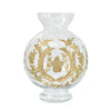 Glass Pedestal Vase with Gold Floral Motifs