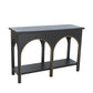 Black Wooden Console Table with Gold Accents