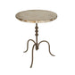 Round Side Table with Distressed White Top