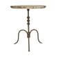 Round Side Table with Distressed White Top