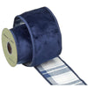 Reversible Velvet/Plaid Ribbon - Blue